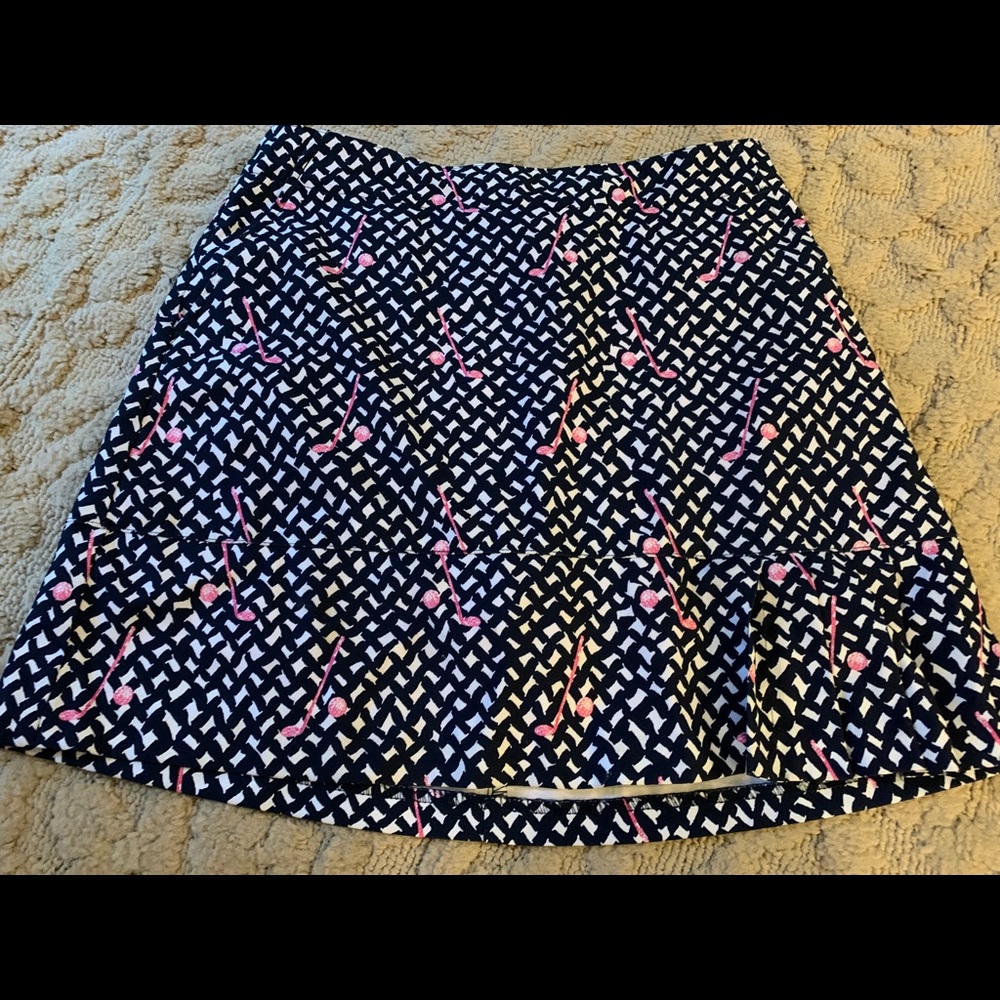 Navy blue with pink golf club print LADY HAGEN skort.